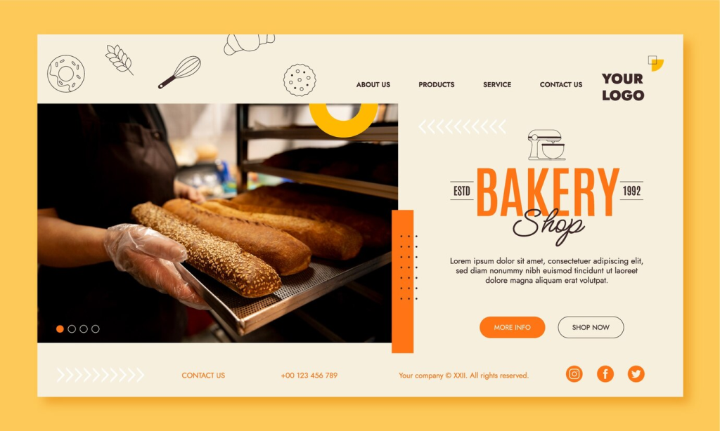 Online bakery store website homepage