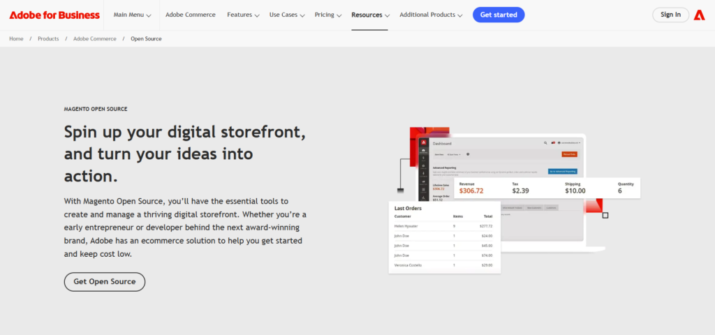 Magento homepage