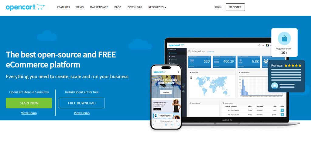 Opencart homepage