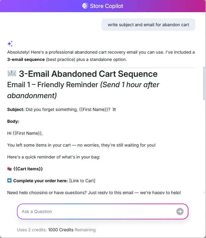 email abandon cart