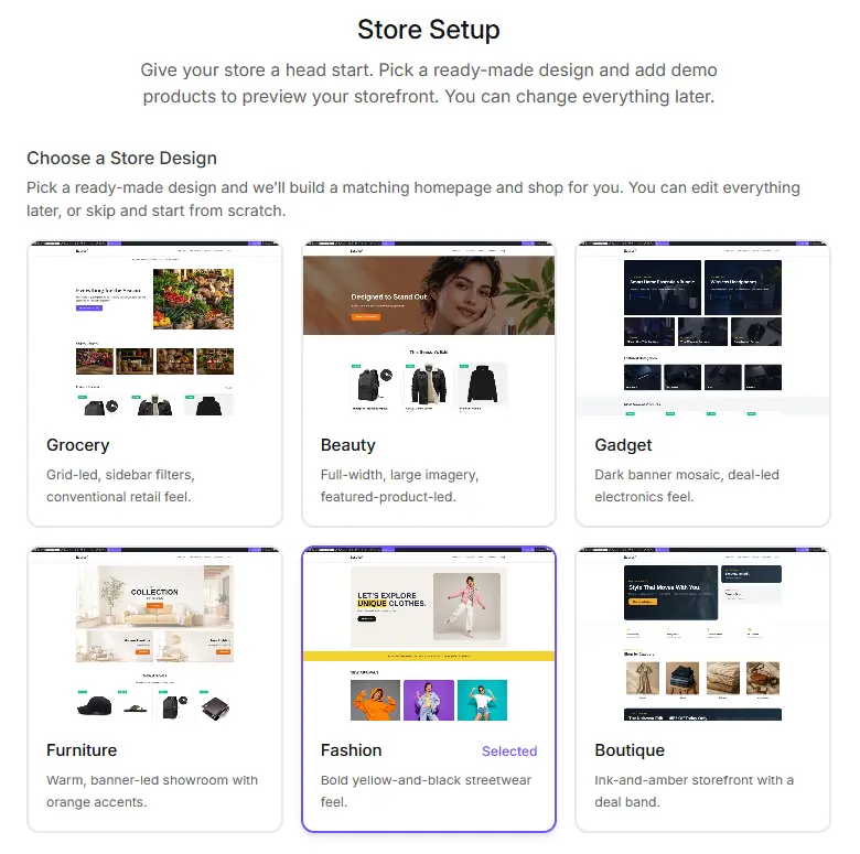 Store setup