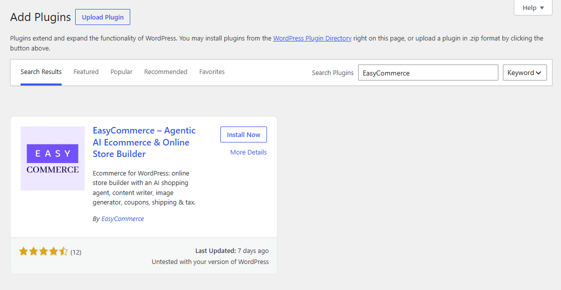Start an Online Store for Free by installing EasyCommerce