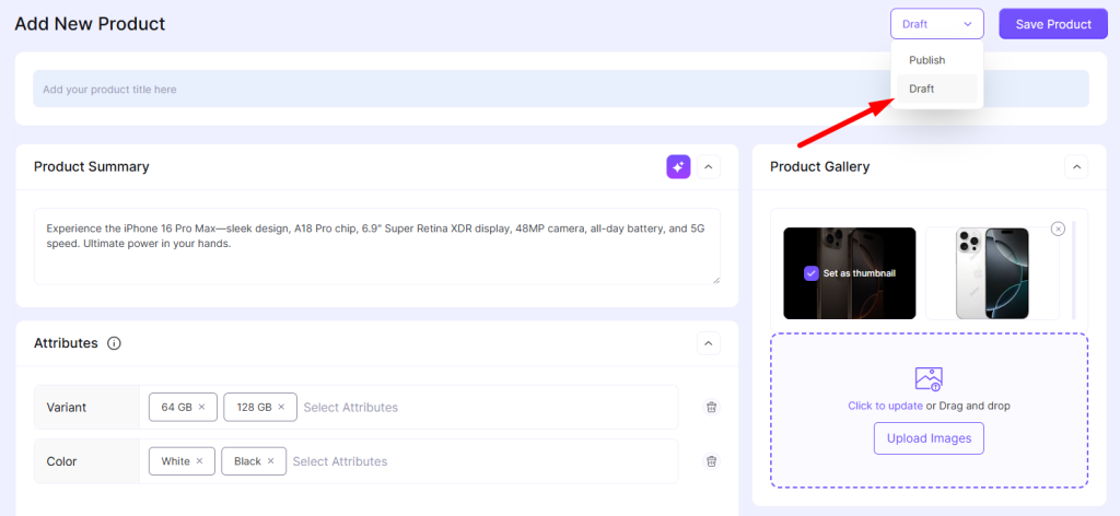 Product publishing