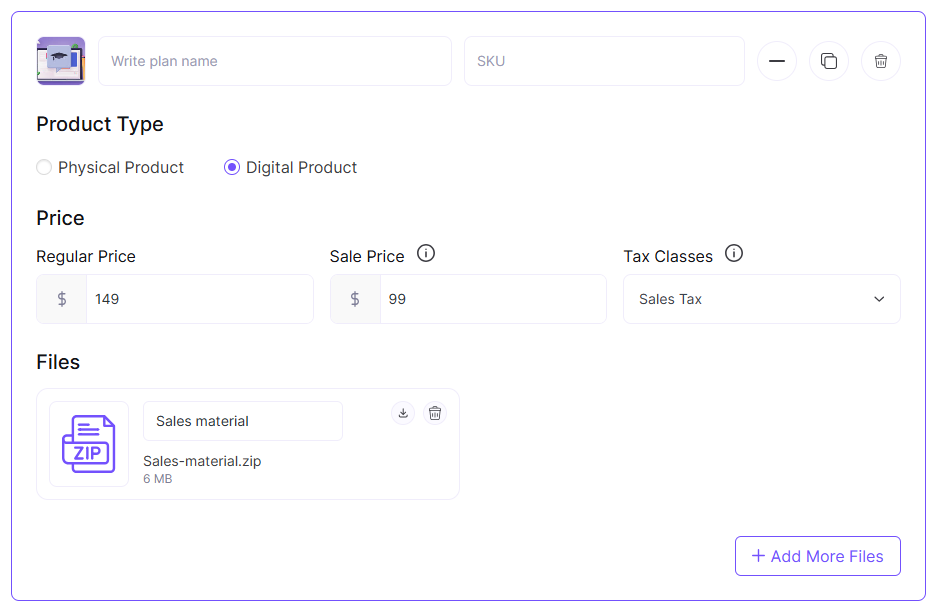 Digital product listing
