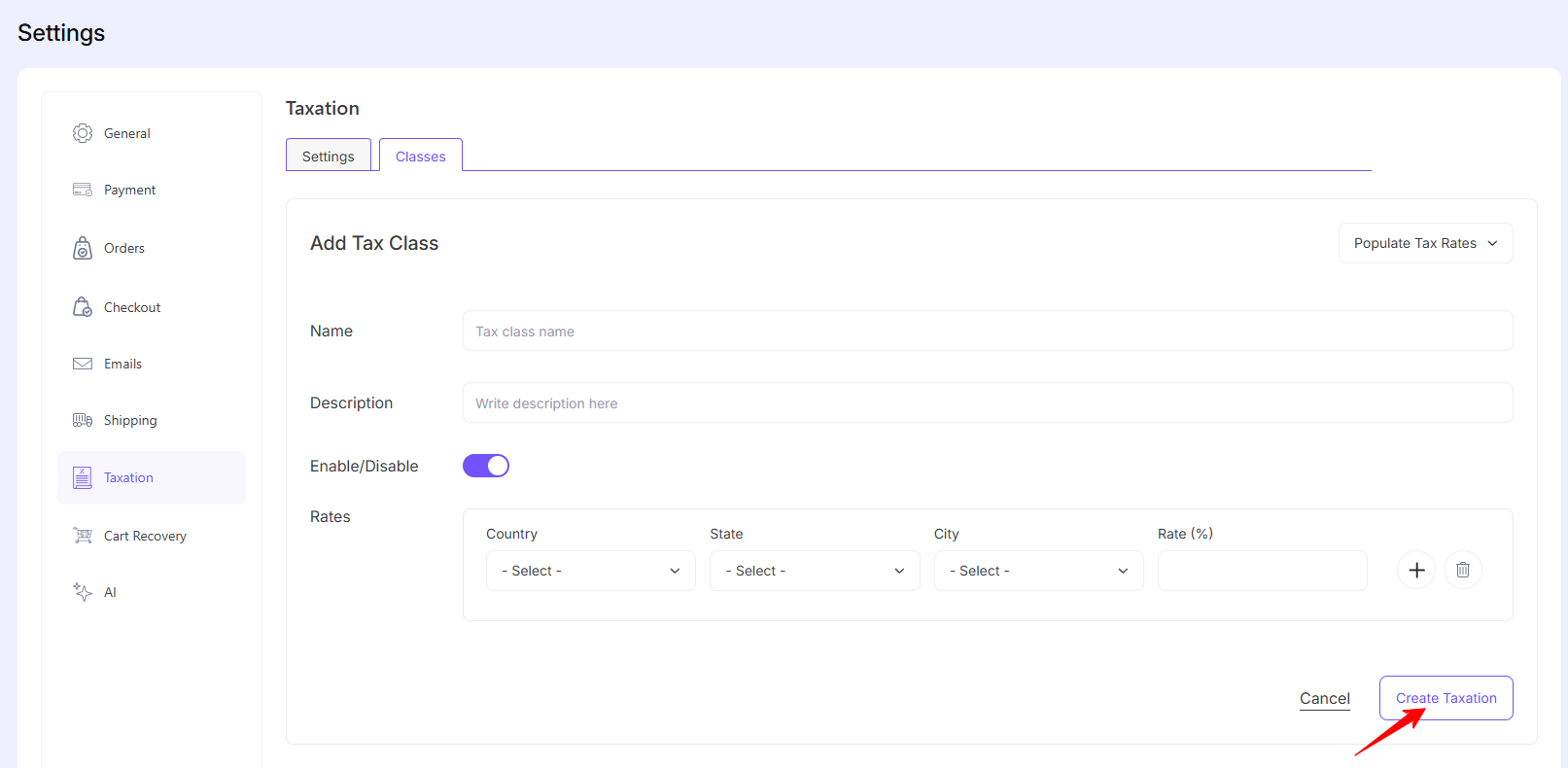 Taxation Settings – EasyCommerce