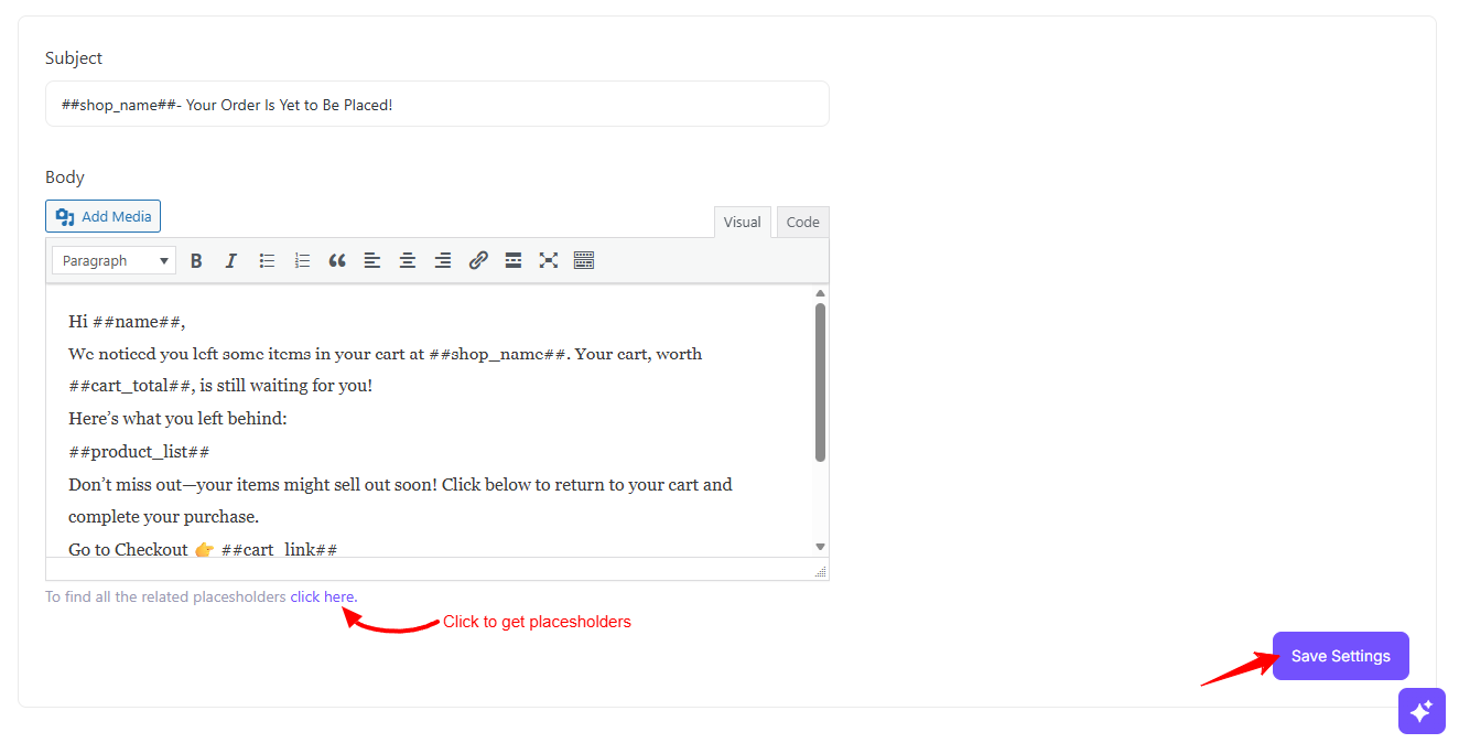 Cart Recovery Settings – EasyCommerce