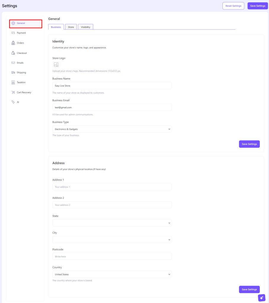 General Settings – EasyCommerce