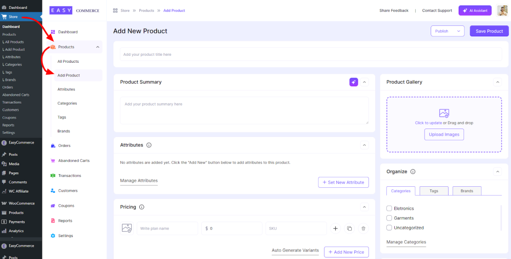 Open the Product Editor