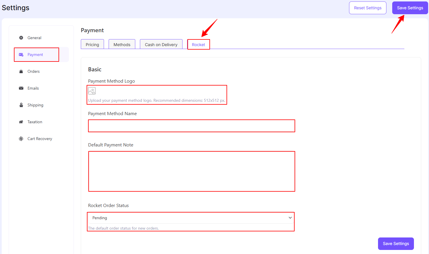 Rocket_Payment_Settings