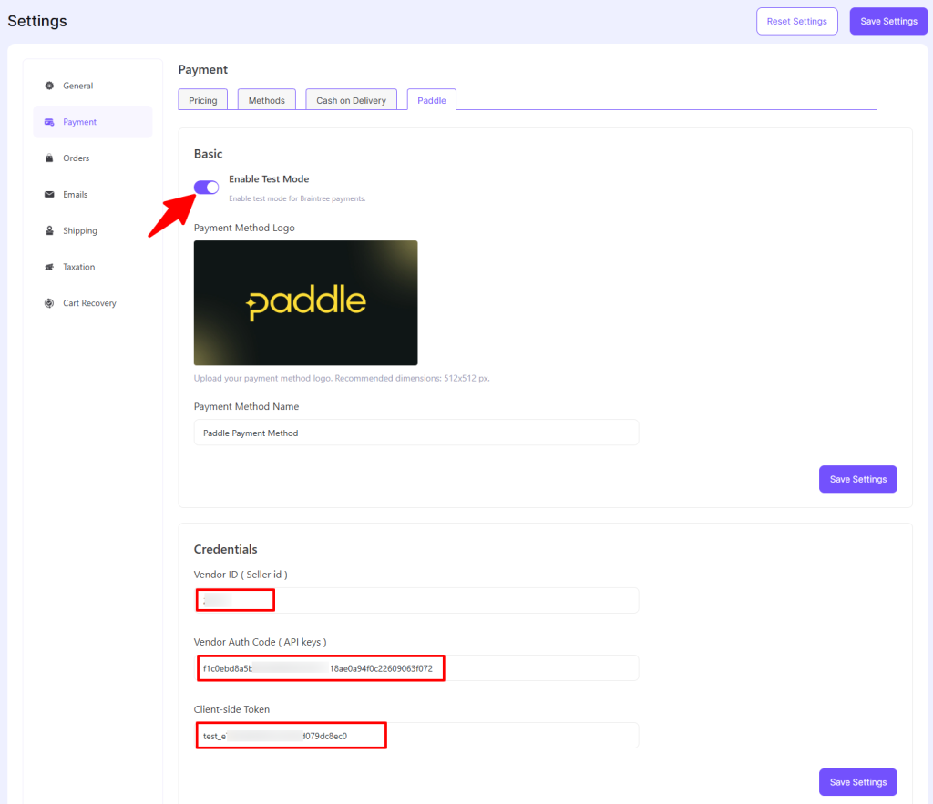 Configure Paddle