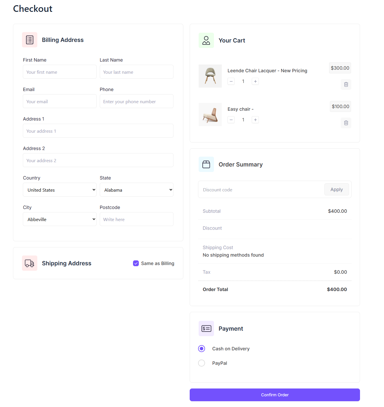Checkout Settings – EasyCommerce
