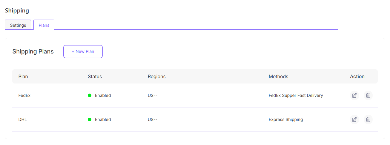 Shipping Settings – EasyCommerce