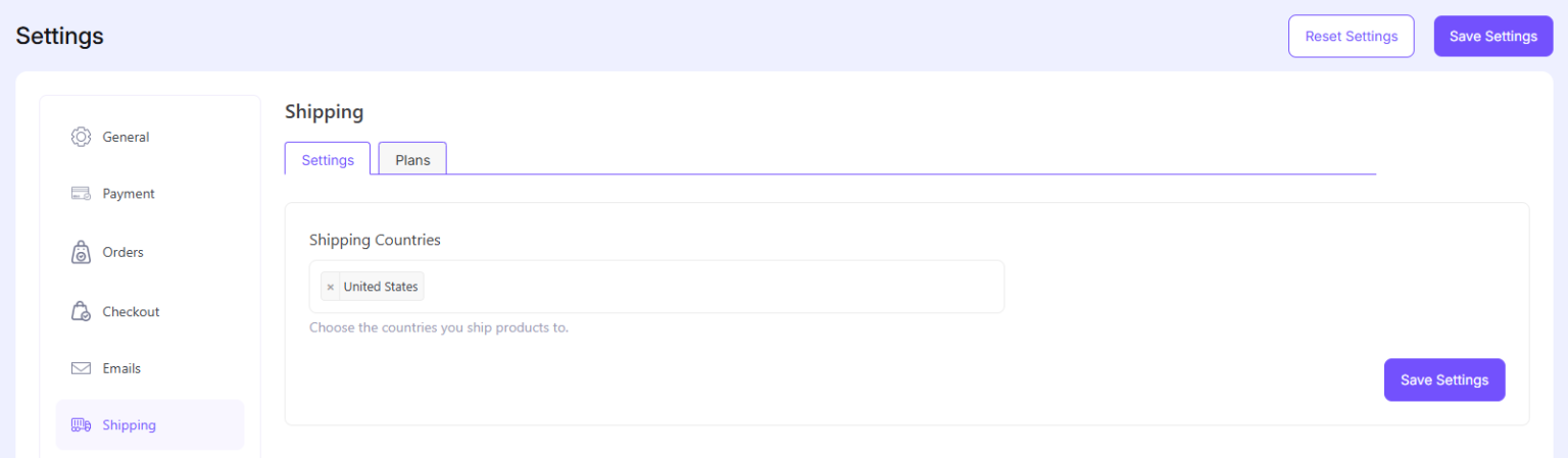 Shipping Settings – EasyCommerce
